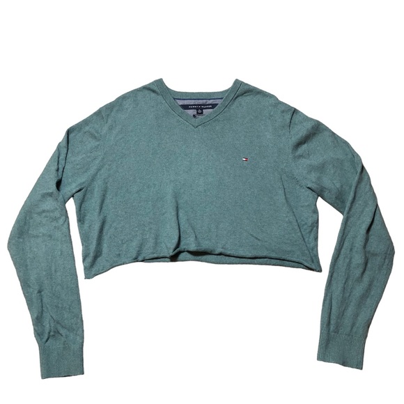 Green Cropped Tommy Hilfiger Cashmere Sweater! - Picture 4 of 5
